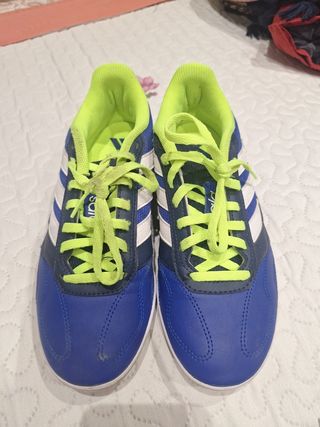 Zapatillas Adidas Futsal Niños Azul/Verde