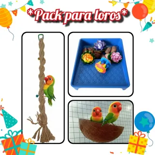 Pack juguete espiral+piscina+nido para pájaros