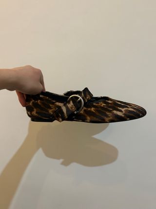 Pull&Bear Mary Jane pony hair leopardo ballerinas