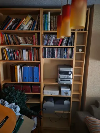 Librería completa con libros y DVDs