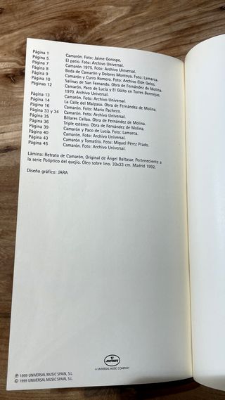 Camarón de la Isla. Libreto suelto de la integral