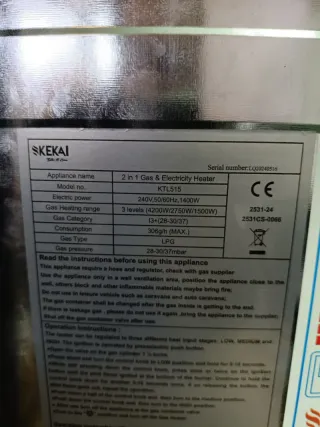 Estufa Híbrida Luz-Gas Plegable Kekai Hybrid