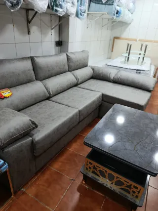 Sofá modular gris tela