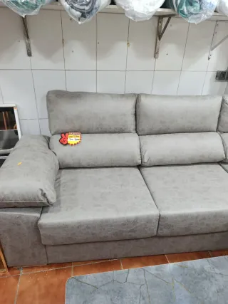 Sofá modular gris tela