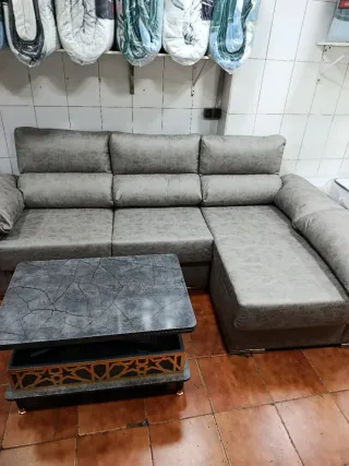 Sofá modular gris tela