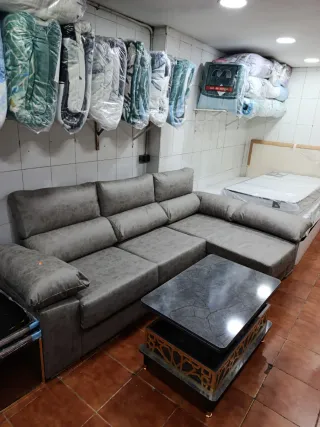 Sofá modular gris tela