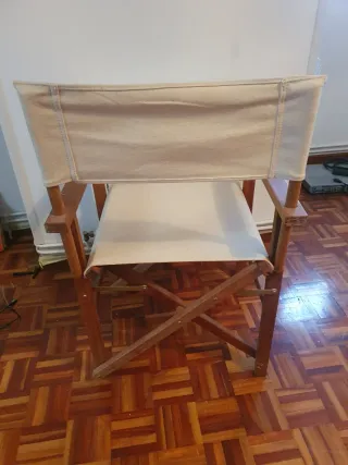 Silla Plegable Madera y Tela Beige