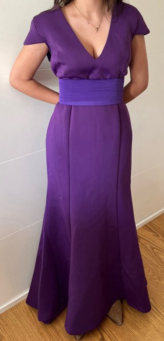 Vestido fiesta Jarlo púrpura T44 + Fajín artesanal