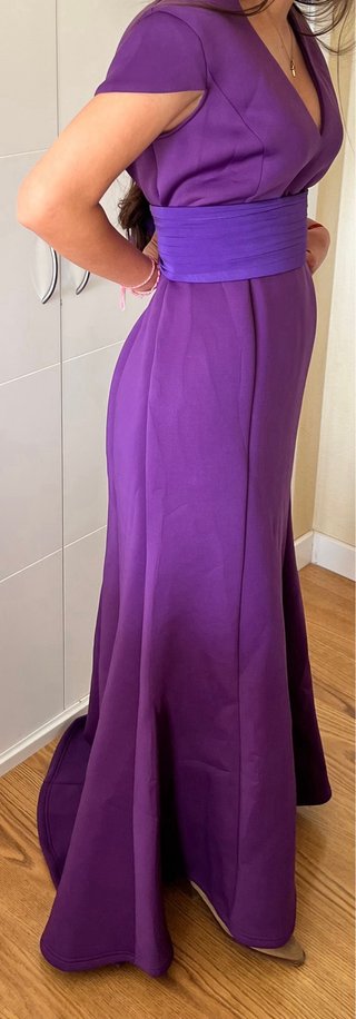 Vestido fiesta Jarlo púrpura T44 + Fajín artesanal