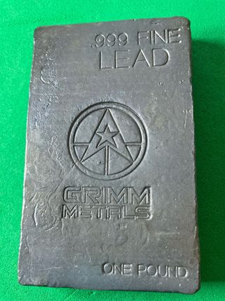 L#557 Lingote de plomo puro .999 FINE LEAD – 1 lib