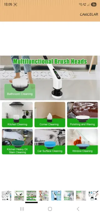 Cepillo Limpieza Eléctrico Multifuncional 8 en 1