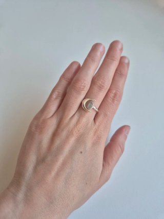 Anillo Luna Plata Piedra Lunar Ajustable
