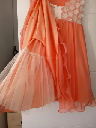 Vestido de fiesta, color Coral T. 40