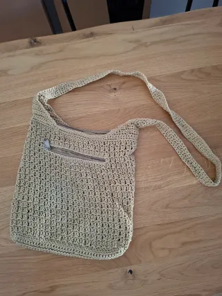Bolso de mano tejido mujer beige