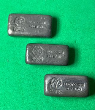 L#558 Tres Lingotes de plomo puro .999 FINE LEAD