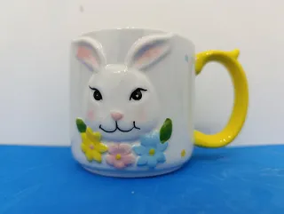 Tazza Pasquale Coniglio Fiori Ceramica