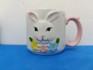 Tazza Pasquale Coniglio Fiori Ceramica