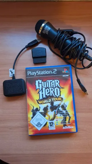 Accesorios Guitar Hero PS2: Micrófono y Dongle