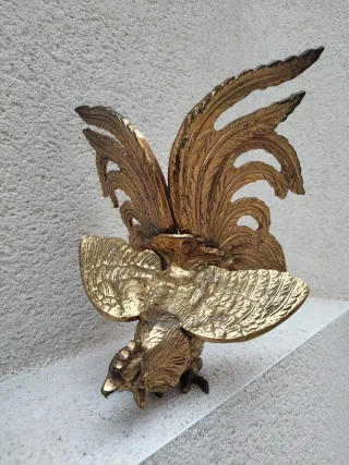 Pareja adorno gallo pelea bronce italianos años 50