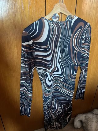 Vestido estampado marrón y negro