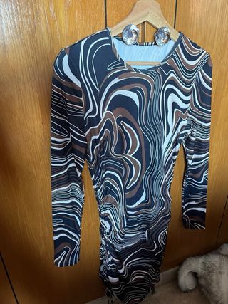 Vestido estampado marrón y negro