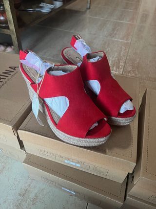 Sandalias esparto rojas T36 y T38