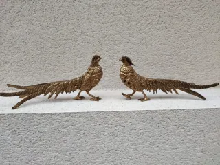 Pareja Faisanes salvajes Bronce Francés Años 50