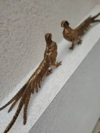 Pareja Faisanes salvajes Bronce Francés Años 50