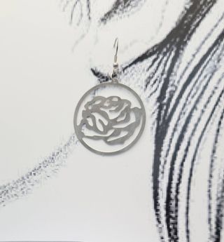 Pendientes Acero Rosas Redondos