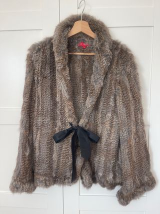 Chaqueta pelo conejo marrón y gris