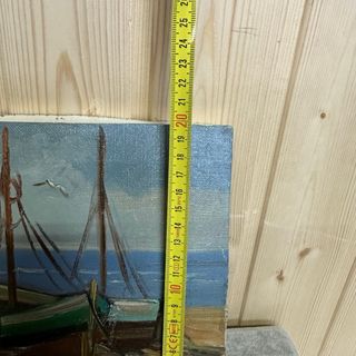 Pareja de lienzos óleo barcos años 80