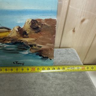 Pareja de lienzos óleo barcos años 80