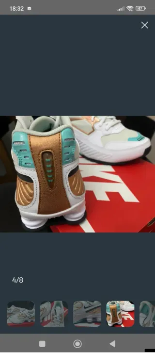 Nike Shox Dorado y Blanco