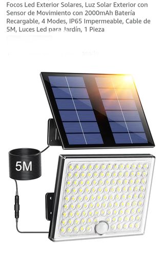 Foco Solar LED Exterior con Sensor 5M