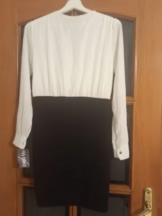 Vestido elegante blanco y negro Déjà Vu