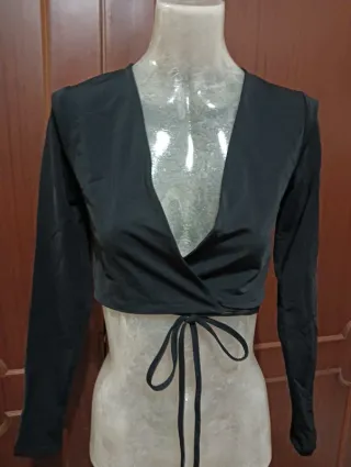 Top Zara incrociato nero taglia S