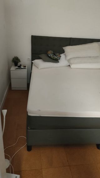 Cama completa colchon tapizada tela y polipiel