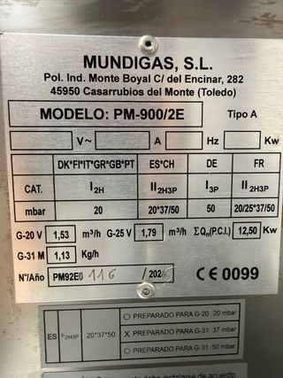 Cocina industrial doble fuego sobremesa