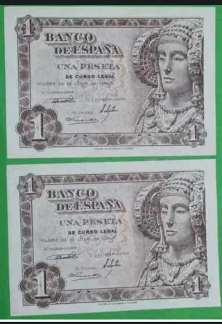 2 Billetes Banco de España 1 Peseta