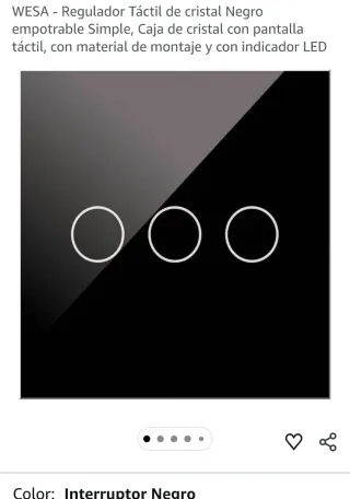 Interruptor / regulador táctil de cristal negro ma