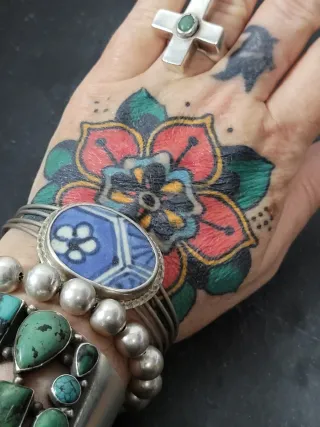 Pulsera Porcelana China Azul y Plata