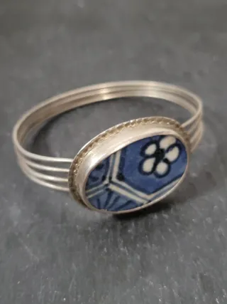Pulsera Porcelana China Azul y Plata