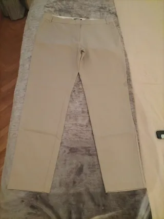 Pantalones Mango Beige Mujer