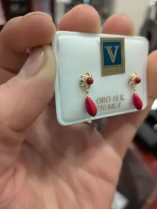 Pendientes Oro 18k Flor Coral Niña