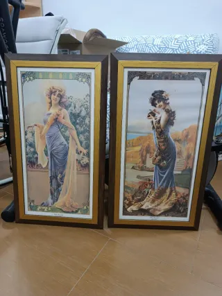 2 Cuadros Decorativos Mujer Art Nouveau