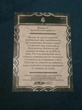Tarjeta Topps Ronaldo Real Madrid C.F.