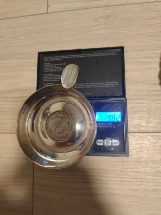 Cenicero de plata con moneda Alfonso XIII