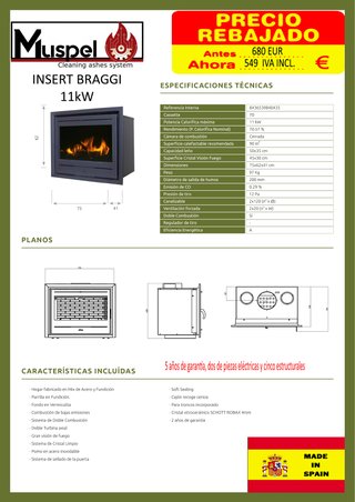 Estufa Insertable Vestal Nemesis 13KW