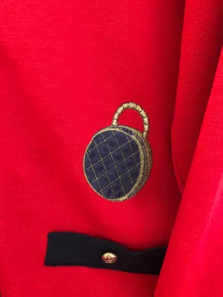 REBAJADO Cárdigan Vintage Rojo con Bolsos bordados