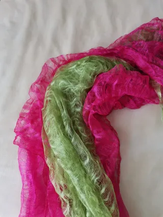 Pashminas combinadas verde y rosa fucsia